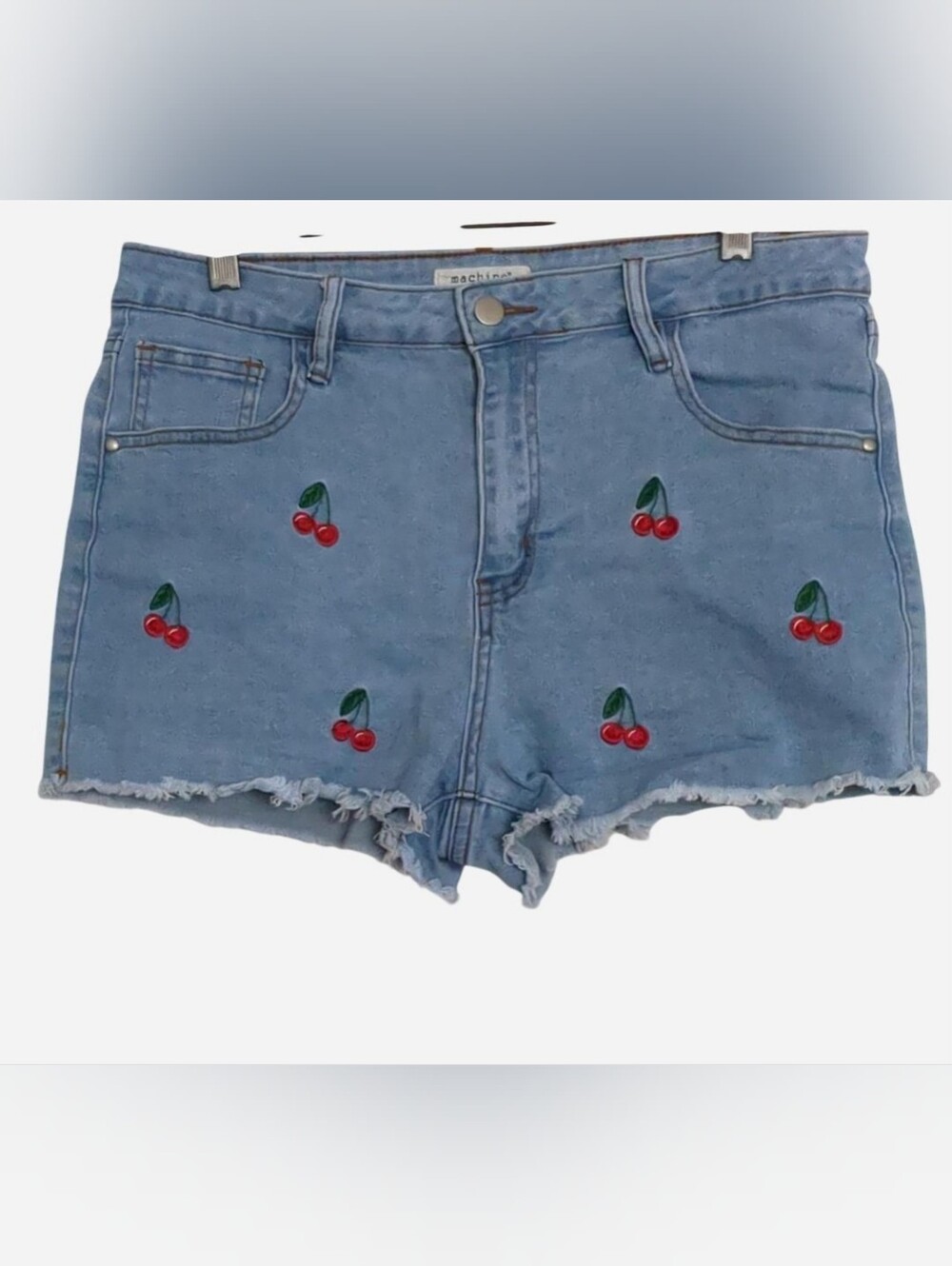 🍒 VINTAGE 90s/Y2K Machine Cherry Embroidered Denim Shorts XL